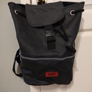 Hugo Boss Black Backpack Bag with Red Logo ID HUGO